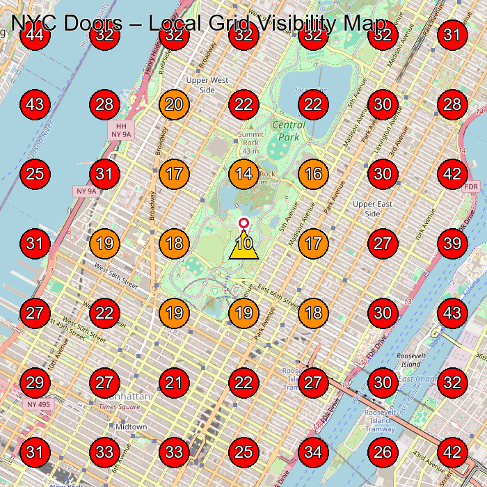 NYC Doors GeoGrid visibility map for Door Supplier in New York